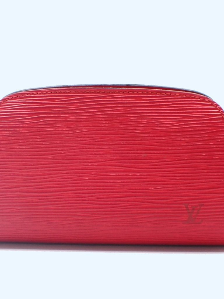 Louis Vuitton Lv Logo Dauphine Pm Pouch Bag Epi Leather Red M48447 05kc868